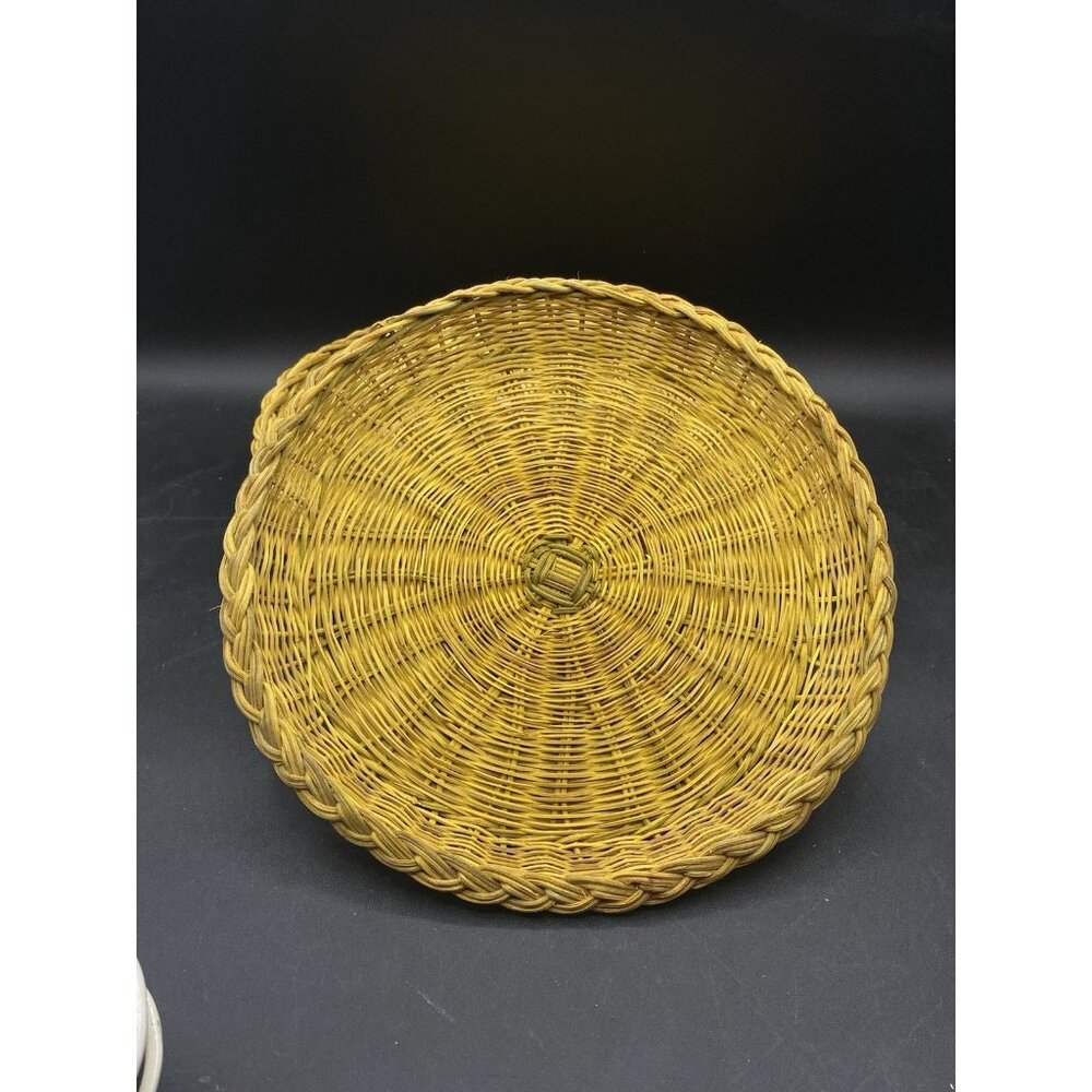 Woven Wicker Paper Plate Holders 9.5” Round Set of 6 Multicolored Hong Kong - Picture 6 of 7